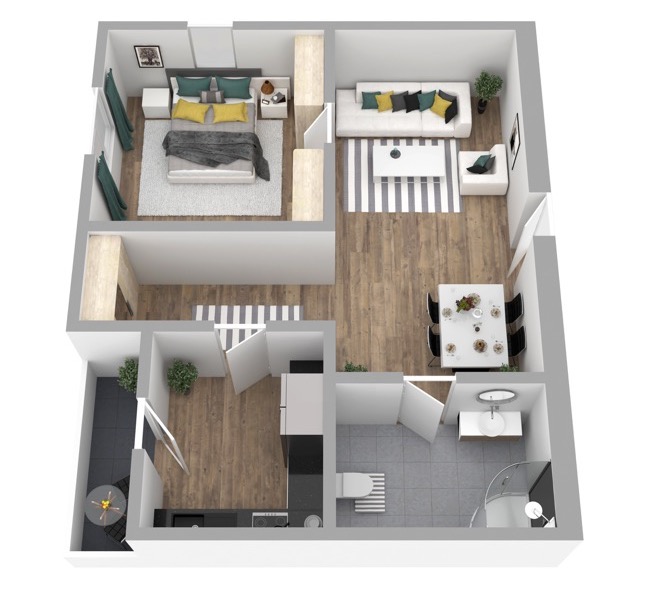 3D Grundriss 3D Kompakt Style 2 Ansicht 3