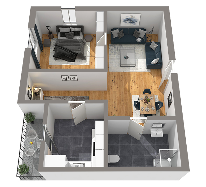 3D Grundriss 3D Premium Style 2 Ansicht 3