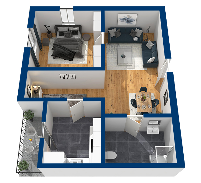 3D Grundriss 3D Premium Style 2 Marine Ansicht 3