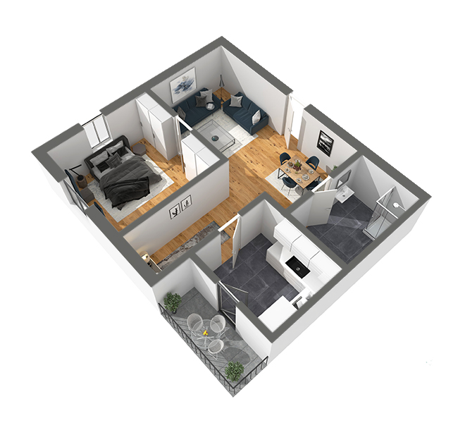 3D Grundriss 3D Premium Style 2 Grau dunkel Ansicht 4