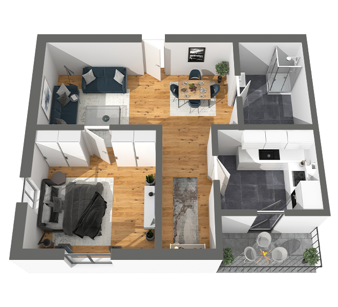 3D Grundriss 3D Premium Style 2 Grau dunkel Ansicht 5