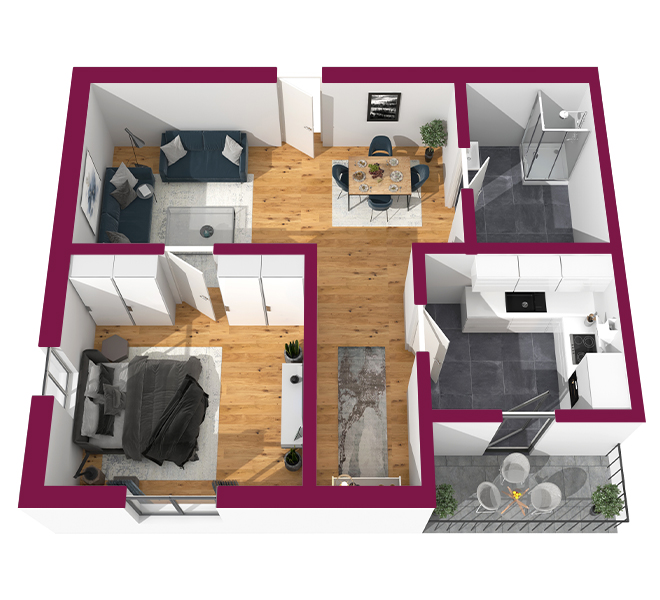 3D Grundriss 3D Premium Style 2 Fuchsia Ansicht 5