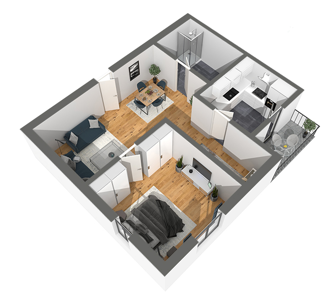 3D Grundriss 3D Premium Style 2 Grau dunkel Ansicht 6
