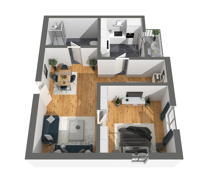 3D Grundriss 3D Premium Style 2 Grau dunkel Ansicht 7