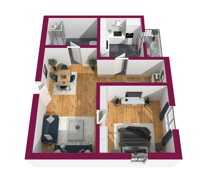 3D Grundriss 3D Premium Style 2 Fuchsia Ansicht 7