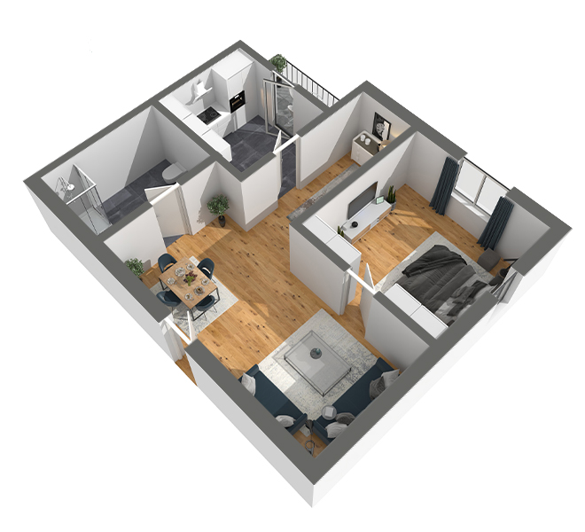 3D Grundriss 3D Premium Style 2 Grau dunkel Ansicht 8