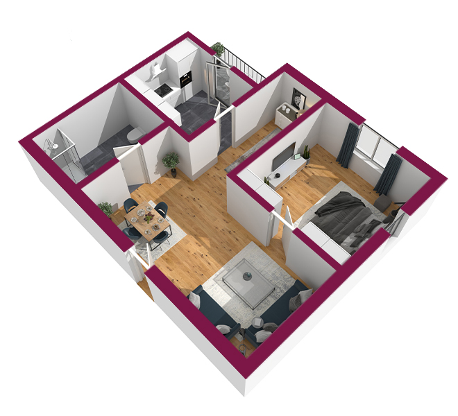 3D Grundriss 3D Premium Style 2 Fuchsia Ansicht 8