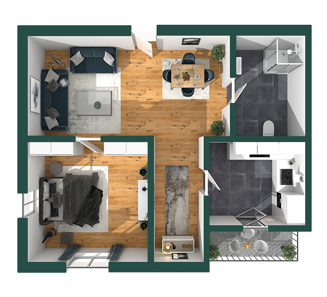 3D Grundriss 3D Premium Style 2 Grün Ansicht 9