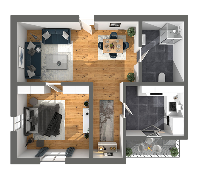 3D Grundriss 3D Premium Style 2 Grau dunkel Ansicht 9