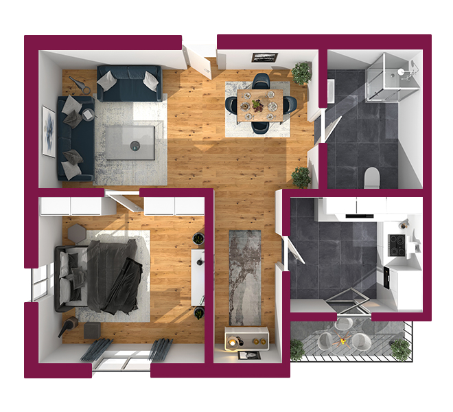 3D Grundriss 3D Premium Style 2 Fuchsia Ansicht 9