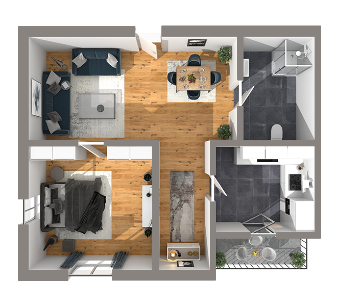 3D Grundriss 3D Premium Style 2 Grau Ansicht 9