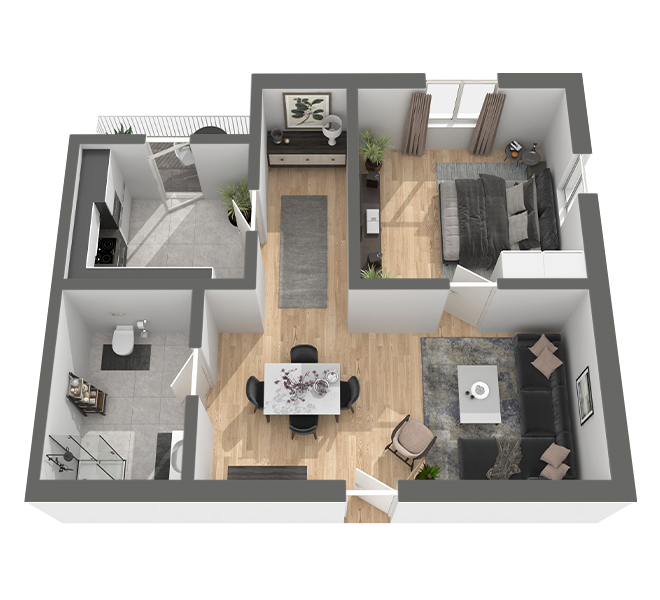 3D Grundriss 3D Premium Style 1 Grau dunkel Ansicht 1