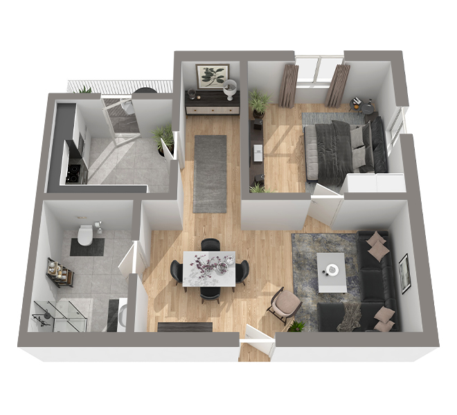 3D Grundriss 3D Premium Style 1 Grau Ansicht 1