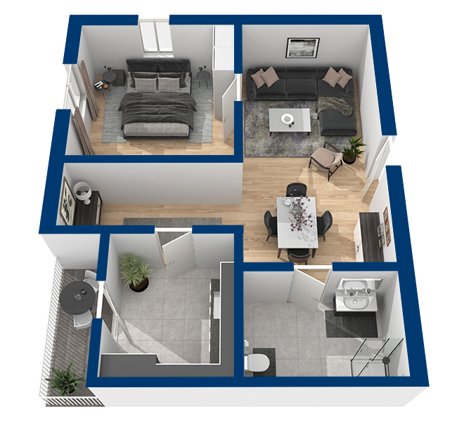 3D Grundriss 3D Premium Style 1 Marine Ansicht 3