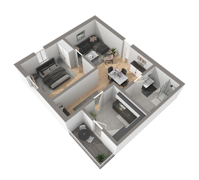 3D Grundriss 3D Premium Style 1 Grau Ansicht 4