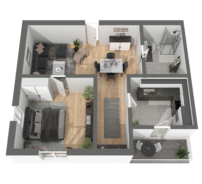 3D Grundriss 3D Premium Style 1 Grau dunkel Ansicht 5