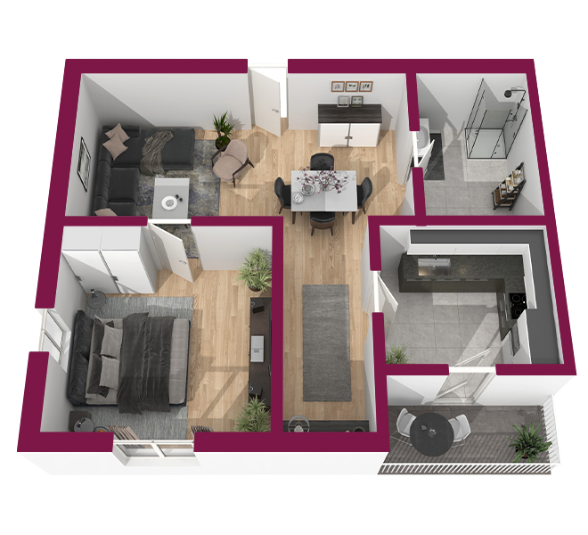 3D Grundriss 3D Premium Style 1 Fuchsia Ansicht 5