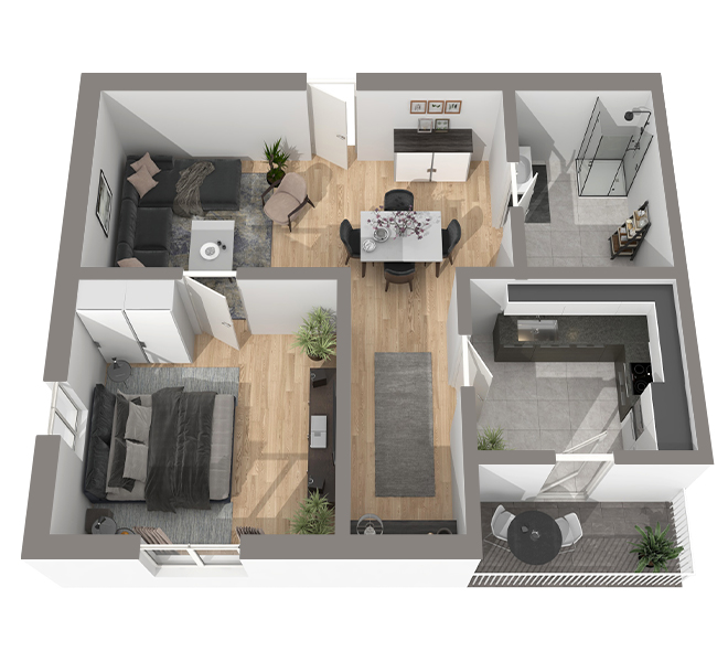 3D Grundriss 3D Premium Style 1 Grau Ansicht 5