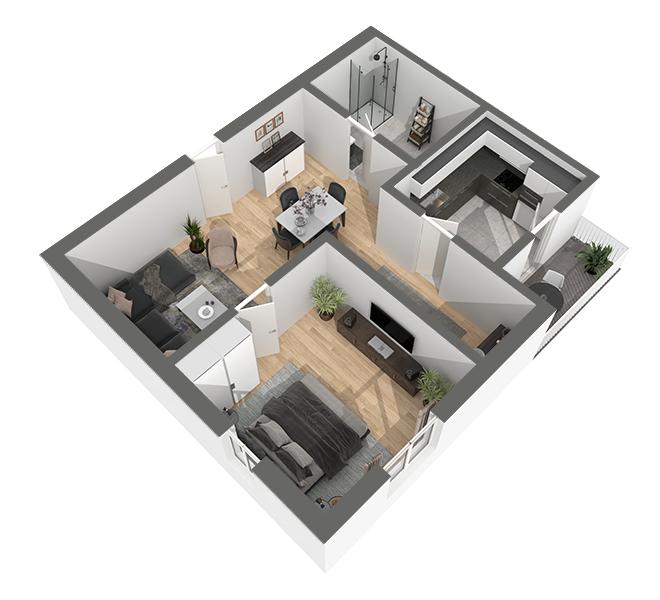 3D Grundriss 3D Premium Style 1 Grau dunkel Ansicht 6