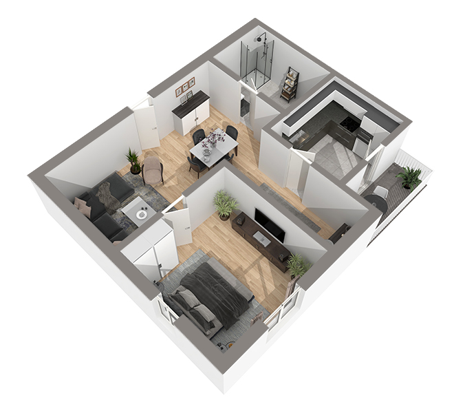 3D Grundriss 3D Premium Style 1 Grau Ansicht 6