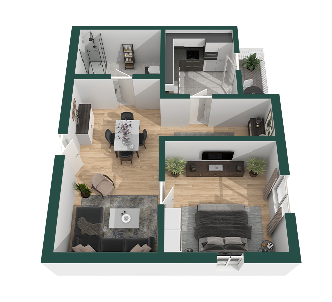 3D Grundriss 3D Premium Style 1 Grün Ansicht 7