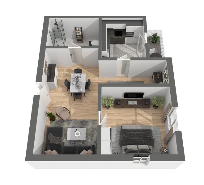 3D Grundriss 3D Premium Style 1 Grau dunkel Ansicht 7