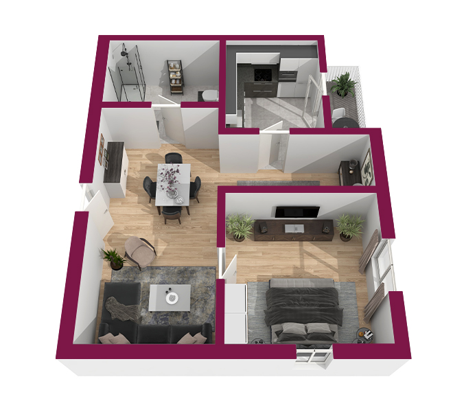 3D Grundriss 3D Premium Style 1 Fuchsia Ansicht 7