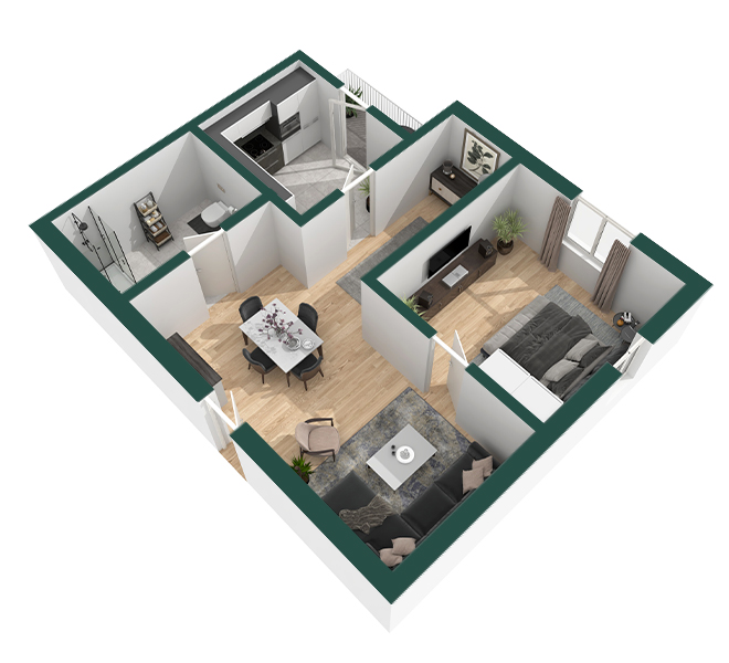 3D Grundriss 3D Premium Style 1 Grün Ansicht 8