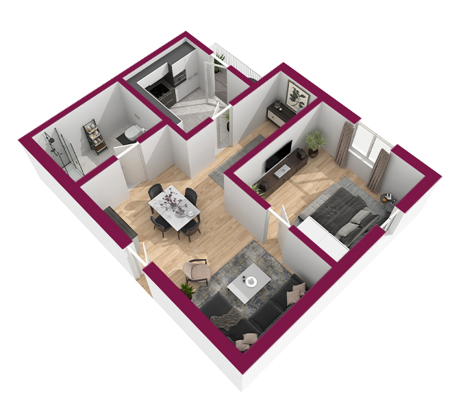 3D Grundriss 3D Premium Style 1 Fuchsia Ansicht 8
