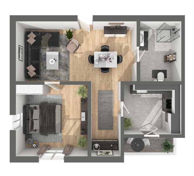 3D Grundriss 3D Premium Style 1 Grau dunkel Ansicht 9