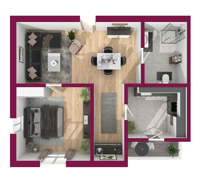 3D Grundriss 3D Premium Style 1 Fuchsia Ansicht 9