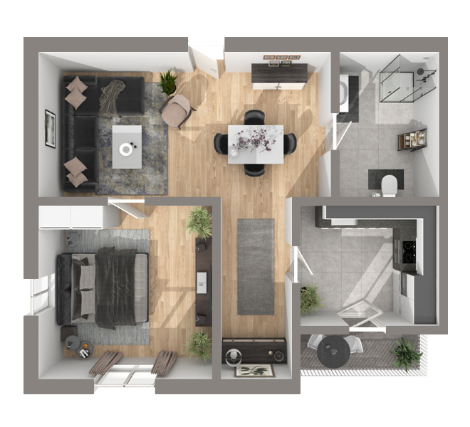 3D Grundriss 3D Premium Style 1 Grau Ansicht 9