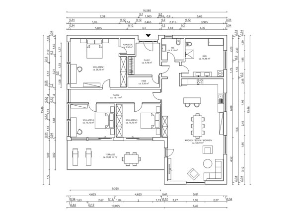 Bemaßter Grundriss 3