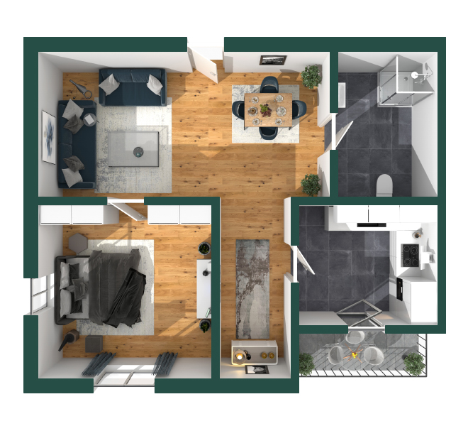 Grundriss Design 3D Premium Style 2 Grün