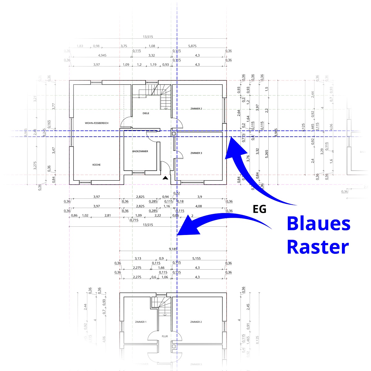 Vergleichsdatei - Blaues Raster